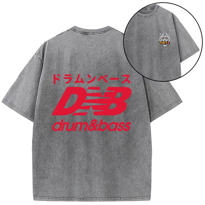 Tokyo-Tiger Drum And Bass Japan Front Back Washed T-Shirt