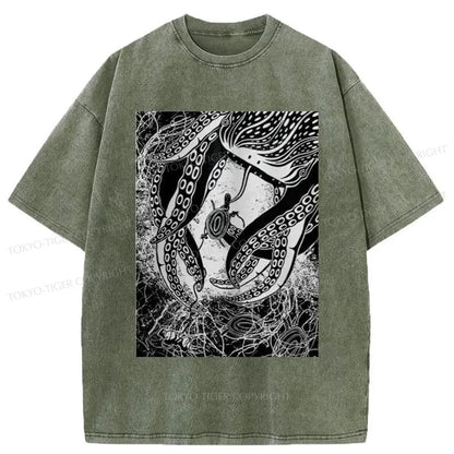 Tokyo-Tiger Blackwork Creatures Washed T-Shirt