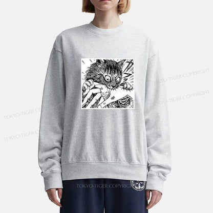 Tokyo-Tiger Creepy Cat Anime Horror Anteater Sweatshirt