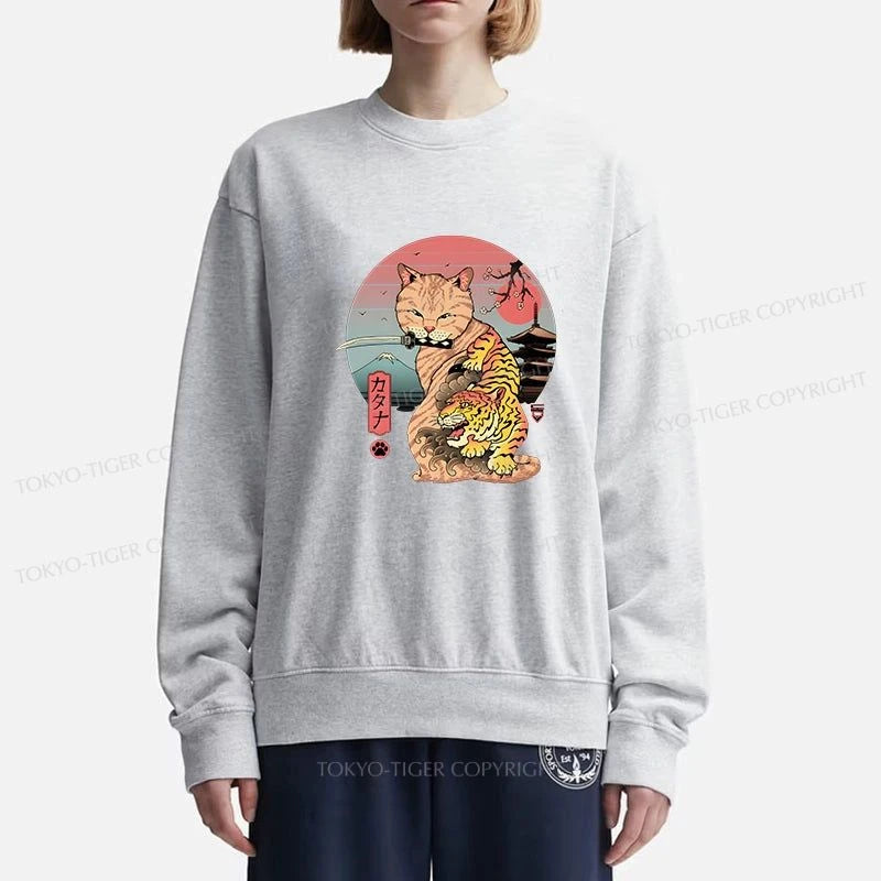 Tokyo-Tiger Katana Cat Tattoo Sweatshirt