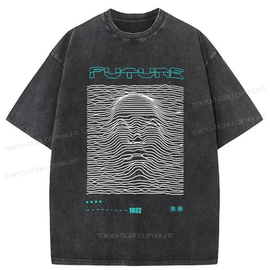 Tokyo-Tiger Future Human Head Line Washed T-Shirt