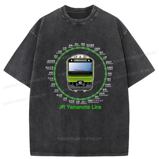 Tokyo-Tiger JR Yamanote Line Train Washed T-Shirt