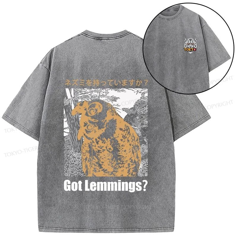 Tokyo-Tiger Do You Have Lemmings Japanese Front Back Washed T-Shirt