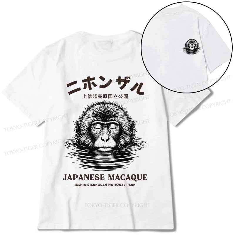 Tokyo-Tiger The Macaque Monkey In The Bath Japanese Front Back Classic T-Shirt