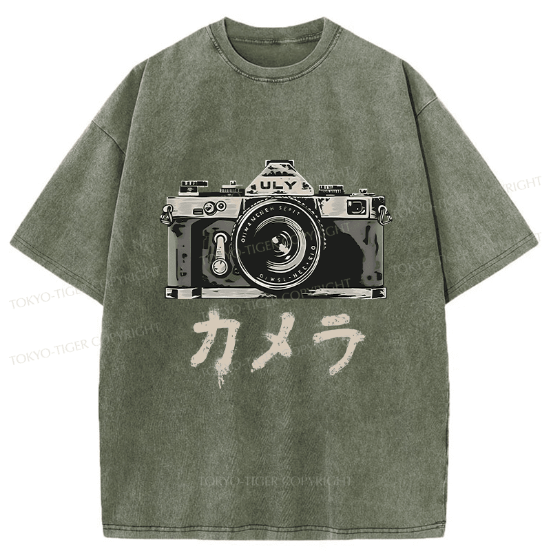 Tokyo-Tiger Japanese Camera Washed T-Shirt