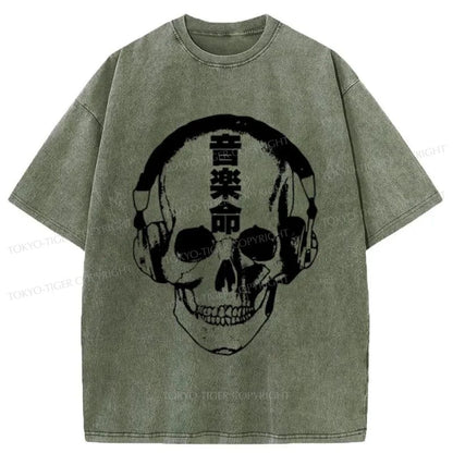 Tokyo-Tiger Music Is Life Japanese Washed T-Shirt