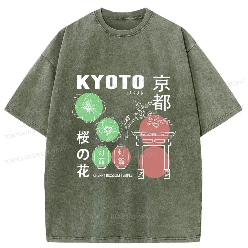 Tokyo-Tiger Kyoto Sakura Japanese Washed T-Shirt