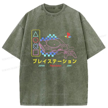 Tokyo-Tiger Japanese Game Consoles Washed T-Shirt