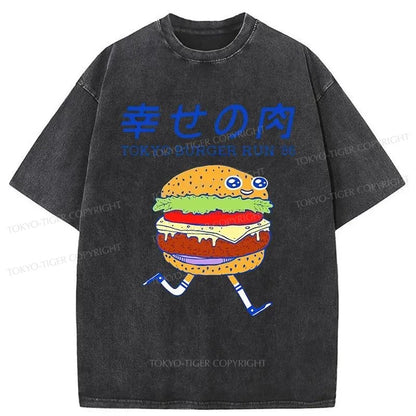 Tokyo-Tiger Tokyo Burger Run Japanese Washed T-Shirt