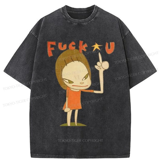 Tokyo-Tiger Fuk U Manga Girl Washed T-Shirt