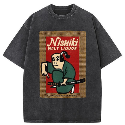 Tokyo-Tiger Samurai Holding Sword Washed T-Shirt