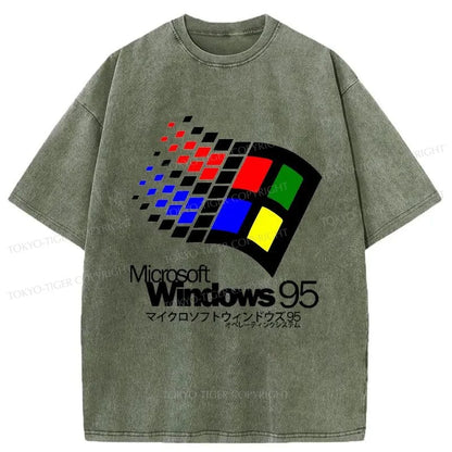 Tokyo-Tiger Windows 95 Logo Washed T-Shirt