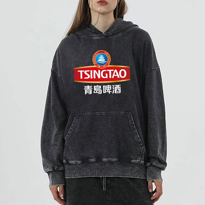 Tokyo-Tiger Qingdao Beer Logo Washed Hoodie