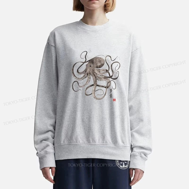 Tokyo-Tiger Octopus Japanese Calligraphy Sweatshirt