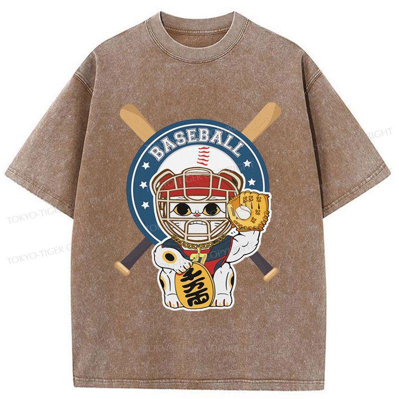 Tokyo-Tiger Janpaese Baseball Cat Washed T-Shirt