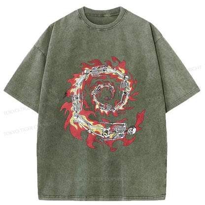 Tokyo-Tiger Skeleton Fire Washed T-Shirt