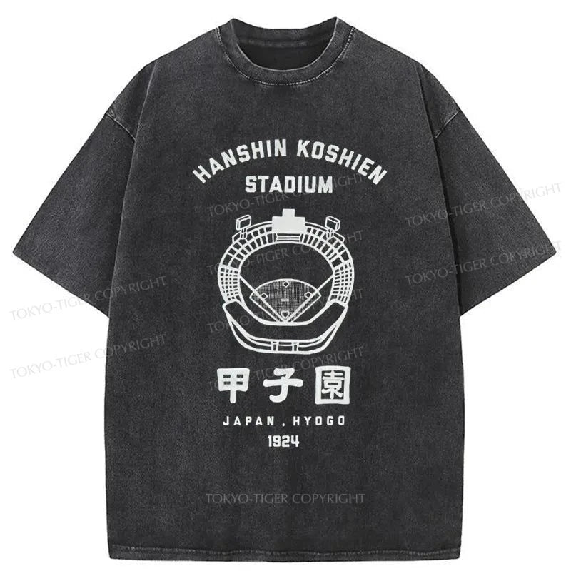 Tokyo-Tiger Baseball Stadiums In Japan Washed T-Shirt