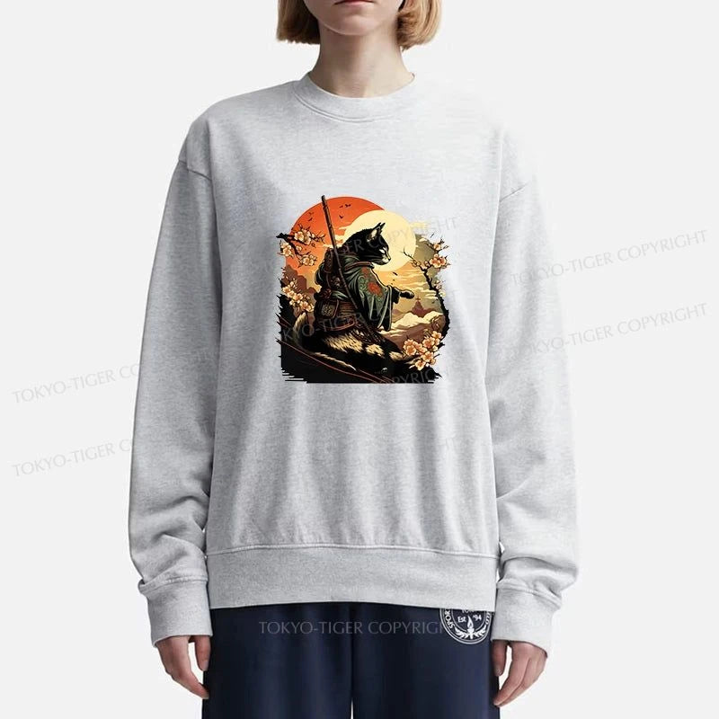 Tokyo-Tiger Cat Ninja Ukiyo-e Anime Style Samurai Sweatshirt