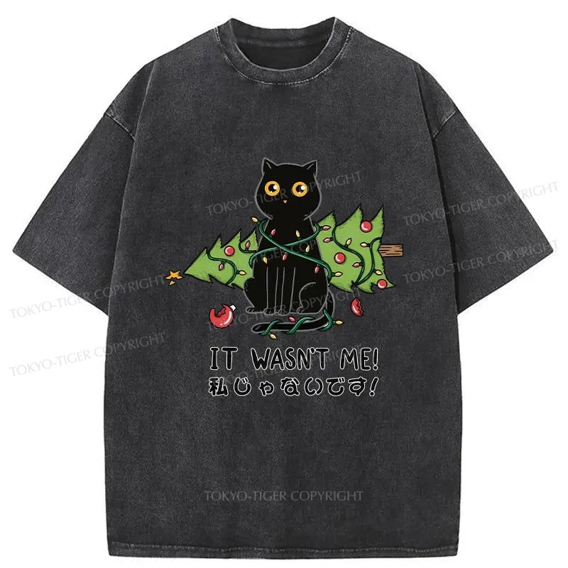 Tokyo-Tiger Cat Destroys Christmas Tree Washed T-Shirt