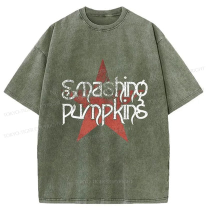 Tokyo-Tiger Smashing Pumpkins Logo Washed T-Shirt