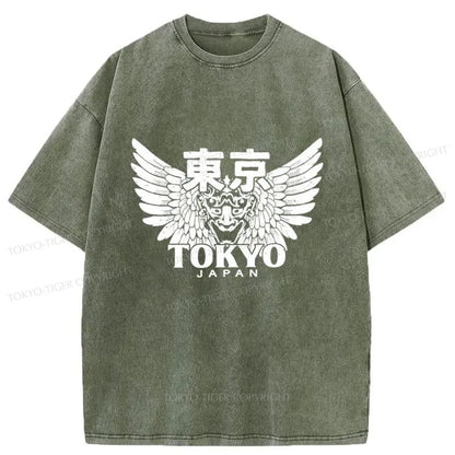 Tokyo-Tiger Japanese Tokyo Kanji Washed T-Shirt