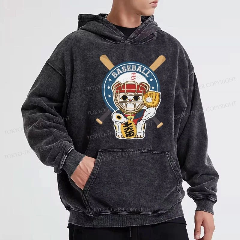 Tokyo-Tiger Janpaese Baseball Cat Washed Hoodie