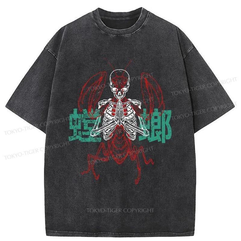 Tokyo-Tiger Mantis Monster Japanese Washed T-Shirt