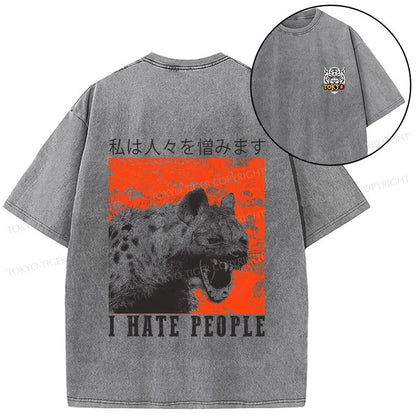 Tokyo-Tiger A Hyena That Hates Humans Front Back Washed T-Shirt