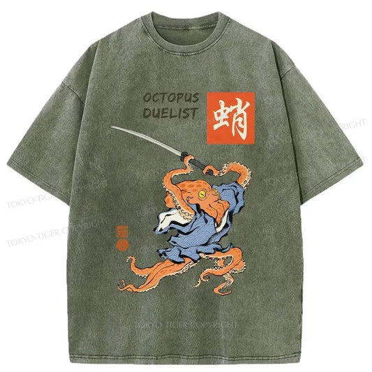 Tokyo-Tiger Octopus Warrior Washed T-Shirt