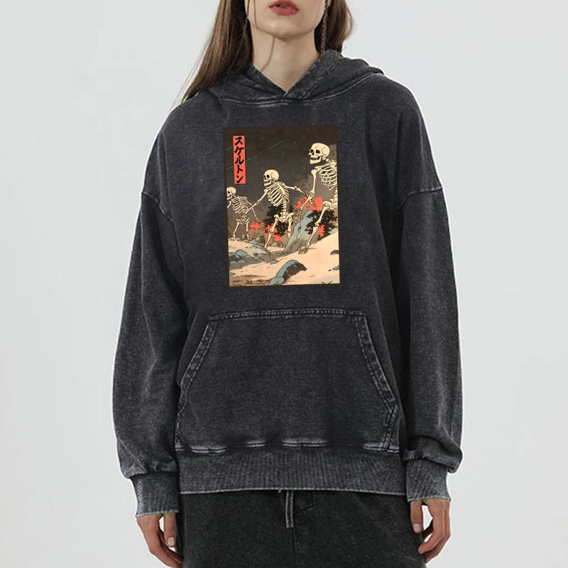 Tokyo-Tiger Japanese Rising Skeletons Washed Hoodie