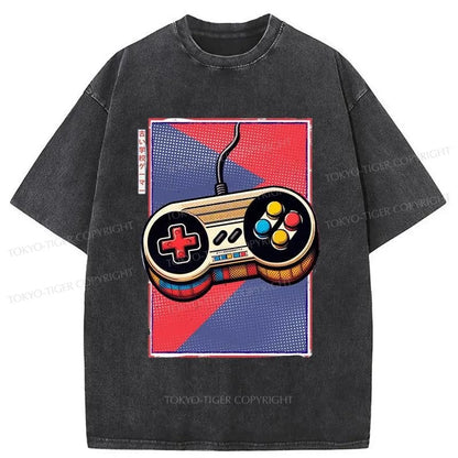 Tokyo-Tiger Gamepad Japanese Washed T-Shirt