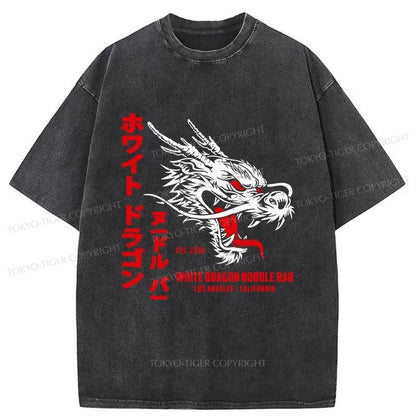 Tokyo-Tiger White Dragon Noodle Japanese Washed T-Shirt