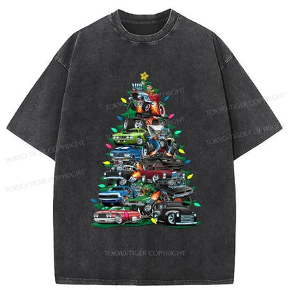 Tokyo-Tiger Christmas Tree Car Washed T-Shirt