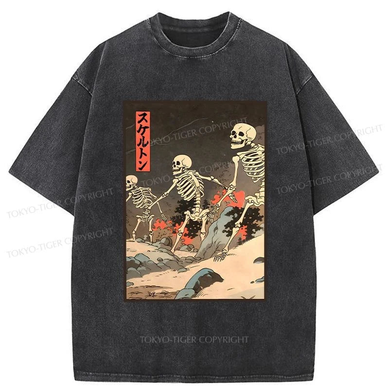 Tokyo-Tiger Japanese Rising Skeletons Washed T-Shirt