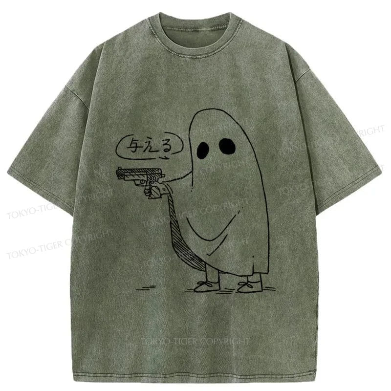 Tokyo-Tiger Ghost With Gun Japan Washed T-Shirt