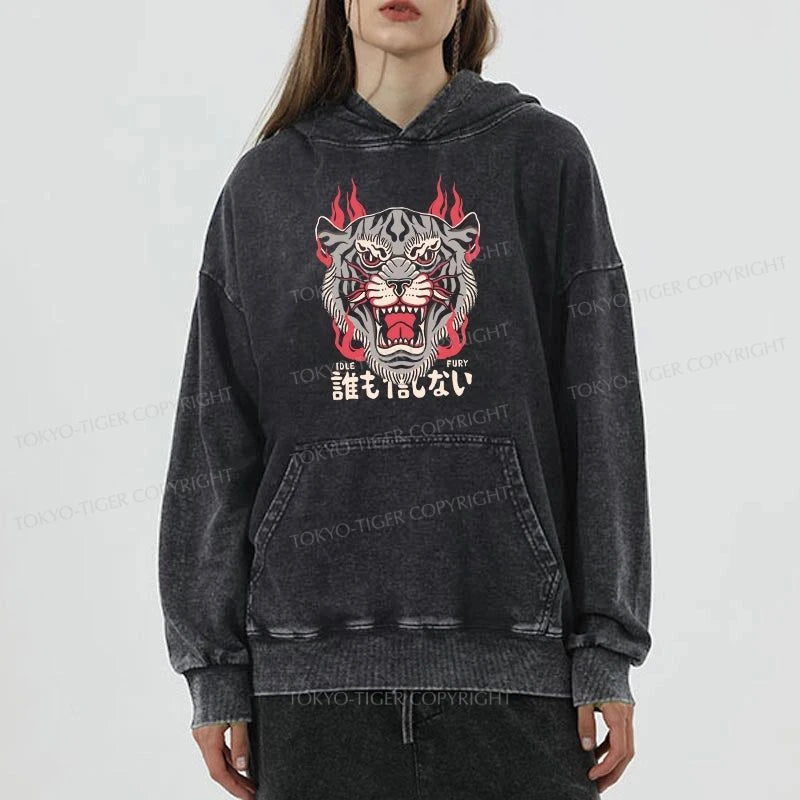 Tokyo-Tiger Retro Tiger Japanese Washed Hoodie