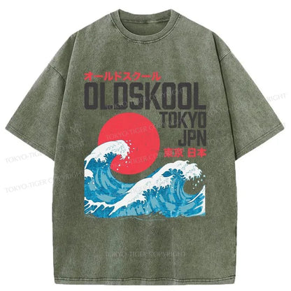 Tokyo-Tiger Old Skool Tokyo Japan Washed T-Shirt