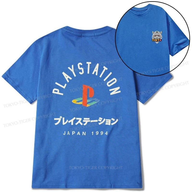 Tokyo-Tiger PlayStation Logo Japan Front Back Classic T-Shirt