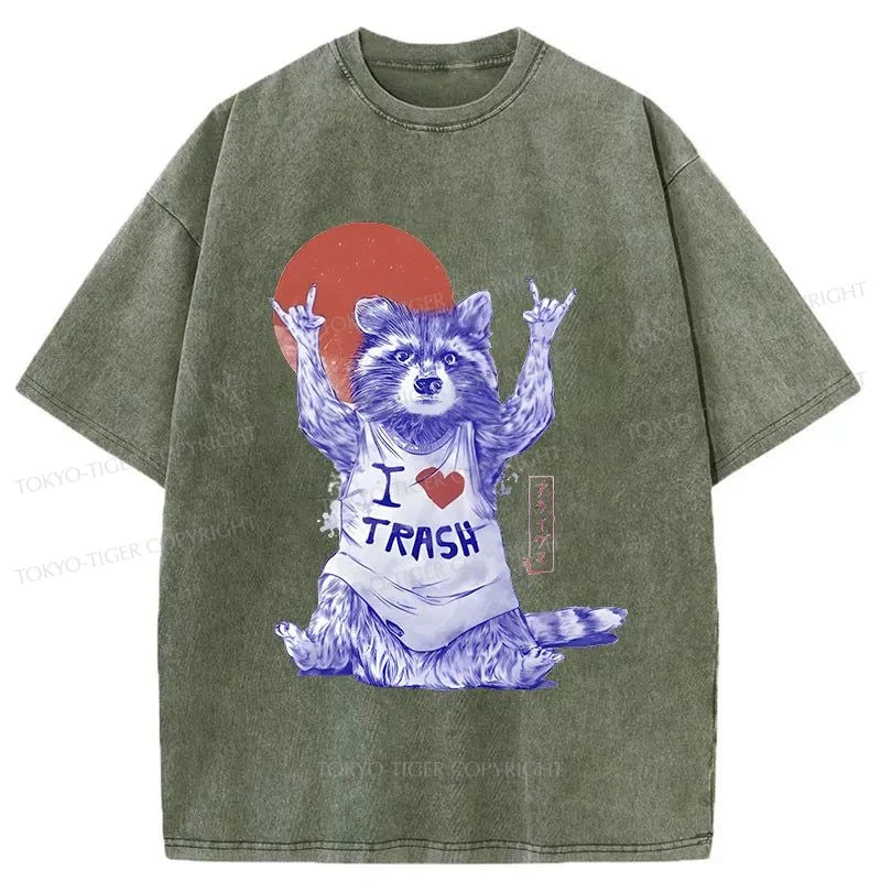 Tokyo-Tiger I love Trash Washed T-Shirt