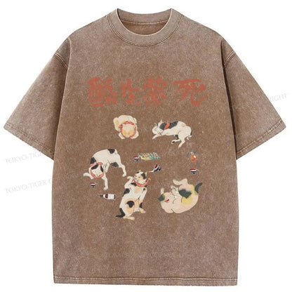 Tokyo-Tiger Drunken Cats Washed T-Shirt