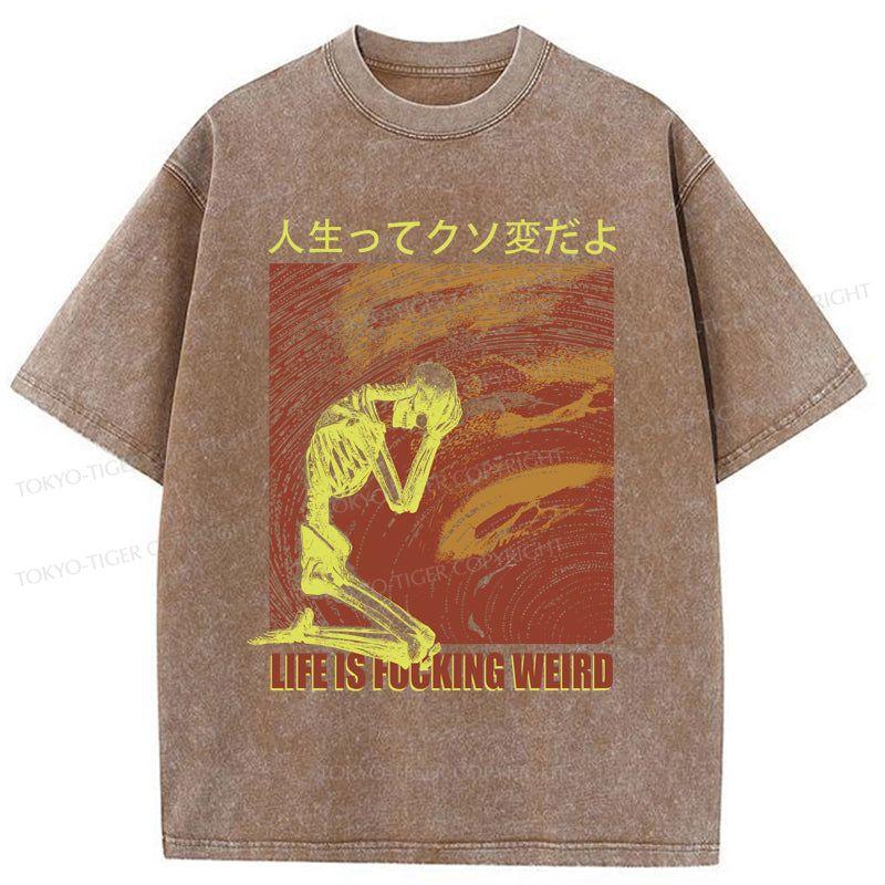 Tokyo-Tiger Skeleton Life is Fu Washed T-Shirt