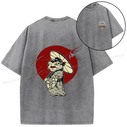 Tokyo-Tiger Frog Monster Front Back Washed T-Shirt