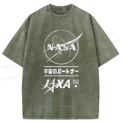 Tokyo-Tiger NASA JAXA Space Partners Washed T-Shirt