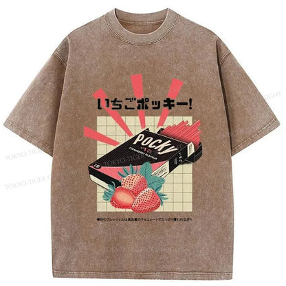 Tokyo-Tiger Strawberry Pocky Japanese Washed T-Shirt