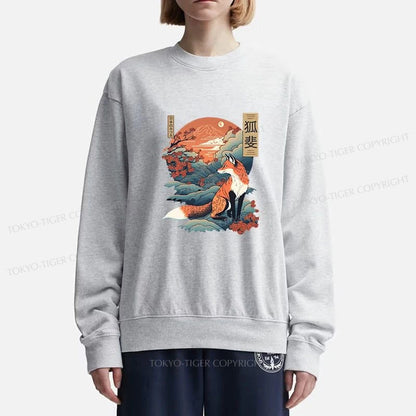 Tokyo-Tiger Japanese Kitsune Fox Sakura Sweatshirt