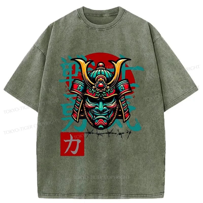 Tokyo-Tiger Samurai Warrior Spirit Japanese Washed T-Shirt