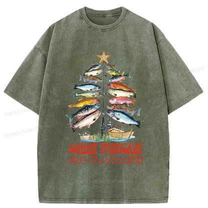 Tokyo-Tiger Christmas Tree Fish Washed T-Shirt