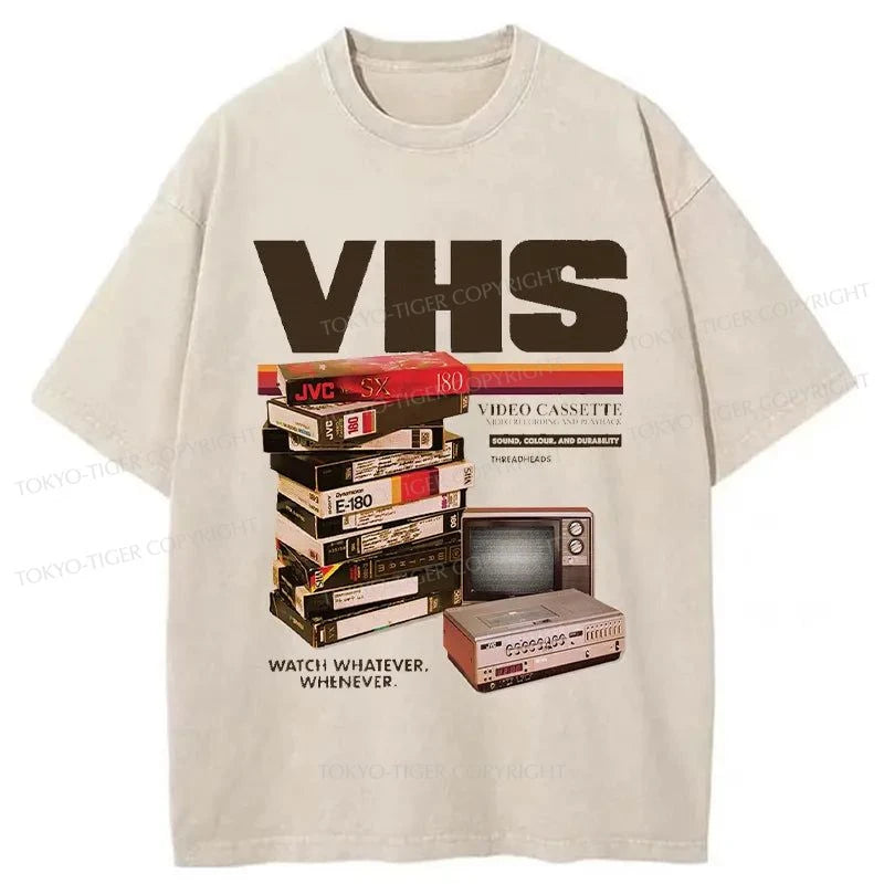 Tokyo-Tiger Vintage VHS Tapes Japanese Washed T-Shirt