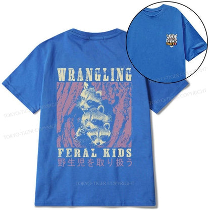 Tokyo-Tiger Wrangling Feral Raccoon Kids Front Back Classic T-Shirt