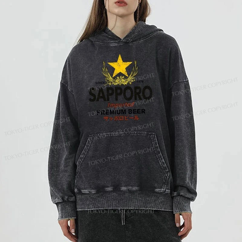 Tokyo-Tiger Sapporo Beer Star Japanese Washed Hoodie